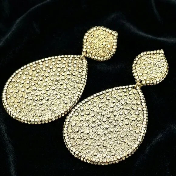 Roni Blanshay Swarovski Crystal Teardrop Statement Earrings – Champagne Gold - Picture 3 of 11